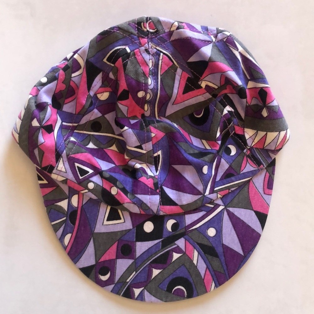 Vintage 80s Hat, Abstract Retro Geometric Shapes, Purple Pink, moons & triangles